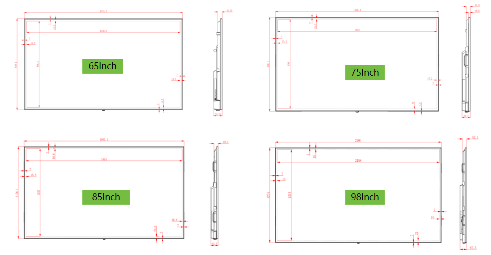 55 Inch Wall Mounted Digital Display Screen